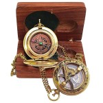 Handmade Push Button Direction Pocket Sundial Brass Compass for Birthday Gift, Baptism Gift, Wedding Gift, Best Man Gift