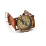 Nautical Quote Engraved Wrist Brass Compass With Leather Strap for Camping Trekking Hiking