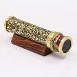 Handcrafted Giant Etched Brass Kaleidoscope – Antique Lacquered Optical Toy with Oil Object Chamber – Unique Home Décor Collectible &amp;amp; Artistic Gift for Adults and Collectors