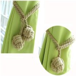 2pcs Braided Drapery Tiebacks Curtain Holdbacks Hand Knitting with Double Ball Cotton Rope Tassel - Camel Brown