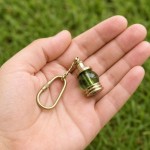 High Quality Brass and Glass Green Lantern Keychain, Vintage Nautical Maritime Bag Charm, Coastal Decor Gift for Men, Ocean Lover Accessory