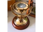 Brass Plated Gimbaled Compass with Stand – Vintage Maritime Navigation Instrument, Desk Display Decor, Nautical Gift for Office, Home & Study, Collectible Compass with Adjustable Stand