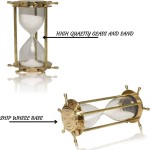 4-6 Minute Hourglass Sand Timer Clock with Sparkling White Sand 6 Inches Brass Vintage Antique Style Nautical Collectors Gift Decorative Souvenir Unique Creative Gifts for Home Office Study Desk