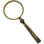 Antiqued Brass Magnifying Glass with Folding Handle, 2 Inches Wide X 5.25 Inches Long