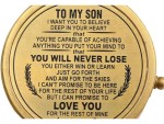 To My Son Brass Compass with Leather Case | Engraved Inspirational Quote Compass Gift from Mom &amp; Dad | Vintage Nautical Compass for Graduation, Birthday, Christmas, or Travel Keepsake
