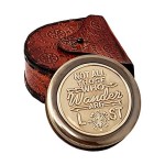 Not All Those Who Wander are Lost Brass Gift Engraved Compass with Leather case, Graduation Day Baptism Communion Confirmation Day Motivational LOTR J.R.R. Tolkien