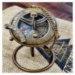 Sundial Compass 3 Inches with Display Stand OR Leather case-Perfect Desk Accessory & Nautical Collection Push Open Compass Antique Finish-Sundial Gifts for Birthdays,Mothers Day etc. (with Display Stand)