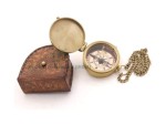 Vintage Brass Pocket Compass with Ralph Waldo Emerson Quote “Do Not Go Where the Path May Lead” – Engraved Inspirational Compass with Chain & Leather Case – Graduation, Travel, Gift for Men & Women