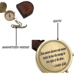 Nautical Quote Engraved &amp;quot;Man Cannot Discover&amp;quot; Brass Compass With Leather Case for Camping Trekking Hiking