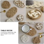 3Pcs Woven Coaster India Jute Rope Coaster Anti Skid Beach Style Coaster Photography Prop for Home Kitchen Shop