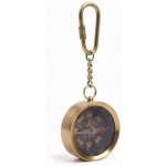 Brass Compass Keychain, Vintage-Style Nautical Pocket Compass Key Ring with Metal Chain and Clip, Mini Navigation Keychain for Sailors, Travelers & Collectors