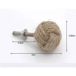 10 Rope Doorknobs Nautical Twisted Decorative Jute, Rustic Rope Knot Drawer Pull and Push, Furniture Handles/Knobs, Cabinets, Wardrobes, Cupboards, Drawer, Nautical Hardware Décor, 1.25 Inches