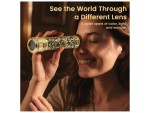 Etched Brass Handmade Kaleidoscope with Lampworked Glass Beads Dry Object Chamber & Wooden Stand Unique Collectible Gift