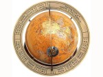 Antique Brass Armillary Sphere Globe | Vintage Nautical Astrolabe Celestial Globe with Wooden Base | Zodiac Engraved Rotating Globe for Home Office Décor | Maritime Collectible Showpiece