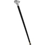 Roorkee Instruments Sterling Brass Lion Head Walking Stick with Black Beechwood Shaft and Collar