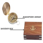 Solid Brass Gentlemen Compass with Rosewood Box, 3 Inches Brass Compass