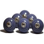 Set of 6 Ceramic Knobs - Cabinet knobs - Drawer knobs - Cabinet pulls - Door knobs - Dresser knobs (Purple Circle)