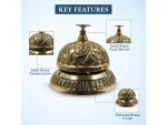 Solid Brass Victorian Style Service Desk Bell – Vintage Call Bell for Hotel, Office, Reception & Restaurant Counters | Antique Brass Finish Table Bell for Service, Concierge, or Home Décor