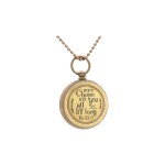 Antique Nautical Vintage Directional Magnetic Compass Engraved Quote !MY HOPE! Necklace with Leather Case 