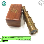 6&quot; Handheld Brass Telescope with Wooden Box - Pirate Navigation Victorian Marine Telescope - Antique Brass
