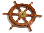 Wooden Ship Wheel Wall Decor 12" with Brass Center – Handcrafted Nautical Steering Wheel for Coastal Beach House, Office & Restaurant | Maritime Sailboat Captain’s Wheel Gift