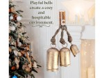 Set of 3 Gold Brass Cow Bells with Jute Hanging Rope – Rustic Wind Chime for Home, Garden, Meditation Room, Yoga Studio & Buddhist Altar – Decorative Hanging Bells (5.5\