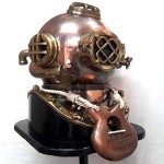 U.S Navy Mark IV Solid Brass Antique Diving Divers Helmet Full Size With Base