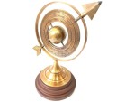 Brown Antique Brass Armillary Globe 12 Inch | Nautical Brass Sphere with Wooden Base | Handcrafted Lobe Armillary Showpiece | Vintage Celestial Globe Home Office Study Decor Gift