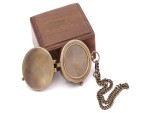 Solid Brass Vintage Compass with Chain and Wooden Box – Antique Maritime Directional Pocket Compass for Navigation, Hiking, Camping, Graduation or Travel Gift – Handmade Collectible by Roorkee Instruments India