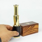 Miniature Beautiful Handcrafted Handheld Brass Telescope with Rosewood Box - Pirate Navigation Gifts (6 Inches, Polished Brass) 