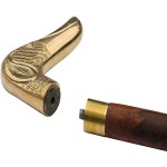 Handmade Wooden Dog Head Shaped Brass Handle Walking Cane Designer Brass Handle Antique Style Victorian Cane