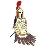 Medieval Muscle Jacket &amp;amp;amp; Spartan Helmet Armor Antique Finish Costume