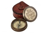 Vintage Brass Compass Engraved 'Not All Those Who Wander Are Lost' with Handmade Leather Case – Inspirational Gift for Travelers, Adventure Lovers & Graduates