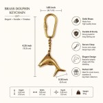 Solid Brass Dolphin Keychain, Dolphin Bag Charm, Nautical Key Ring, Ocean Lover Gift, Brass Keychain, Coastal Gift for Her Him