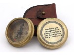 “Be Strong and Courageous” Engraved Brass Compass with Leather Case – Christian Gift of Faith &amp; Guidance (Joshua 1:9)