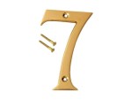4" Solid Brass House Door Number 7 – Vintage Hotel Style Numeric Plaque | Handmade Polished Gold Finish Digit Seven Sign