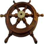 Nautical Pirate Deluxe Class Wood and Brass Decorative Ship Wheel 30 Inches - Nautical Home Decoration Gifts