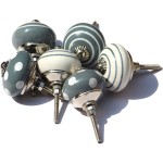 Set of 6 Ceramic Knobs - Cabinet knobs - Drawer knobs - Cabinet pulls - Door knobs - Dresser knobs (Gray Shade Theme)