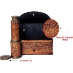 12x Telescope, J. Scott London Functional Vintage Handcrafted Collapsible Pirate Spyglass with Imprinted Leather Case, Gifting Spyglass For Kids Travellers Adventure Enthusiasts, Collectible 17.5 Inches