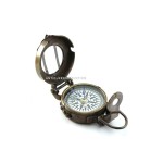 Vintage Nautical Old style Military Brass Compass Pocket Navigational Direction Instrument With Leather Case