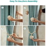 Pack Curtain Tiebacks, Handmade Natural Cotton Rope Drapery Tie Bakes, Decorative Holdbacks Holders for Window Sheer and Blackout Panels, Navy