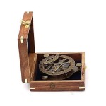  Antique Nautical Vintage Directional Magnetic Sundial Clock Pocket Marine Compass Essential Baptism Gifts with Wooden Case for Loved Ones, Son, Love, Partner, Spouse, Fiancé 4 Inches