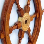 Deluxe Class Wood and Brass Decorative Ship Wheel 18 inches - Nautical Home Decoration Gifts