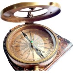 Nautical Brass Sundial Compass with Leather Case and Chain Steampunk Accessory Antiquated Finish Beautiful Handmade Gift Sundial Clock