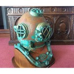 18 Inch U S Navy Mark V 12 Bolt Deep Sea Marine Scuba Helmet Copper and Brass Rare Rusted Diving Divers Helmet W/Stand Marine Helmet, Scuba Diving Gift, Nautical Decor, Maritime