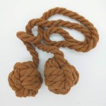  2pcs Braided Drapery Tiebacks Curtain Holdbacks Hand Knitting with Double Ball Cotton Rope Tassel - Brown