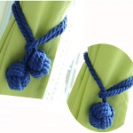  02pcs (1 Pair) Braided Drapery Tiebacks Curtain Holdbacks Hand Knitting with Double Ball Cotton Rope Tassel - Blue