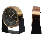 Handmade Brass Table Clock With Black Stand