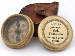 Life Is a Journey Dad Compass – Handcrafted Solid Brass Engraved Compass with Leather Case – Inspirational Father Gift, Thank You Dad Keepsake, Vintage Compass Gift for Father’s Day or Birthday