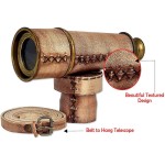 12x Telescope, Functional Vintage Handcrafted Portable Collapsible Pirate Spyglass with Imprinted Leather Case, Gifting Spyglass for Kids, Travelers, Adventure Enthusiasts, Collectible 18 Inches